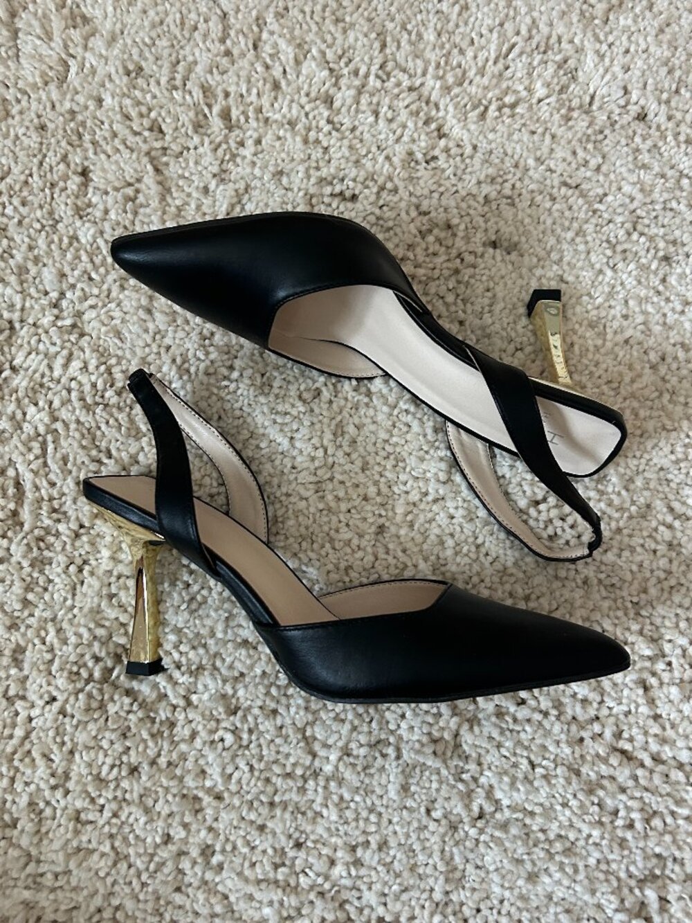 H by Halston Black & Gold Slingback Heels